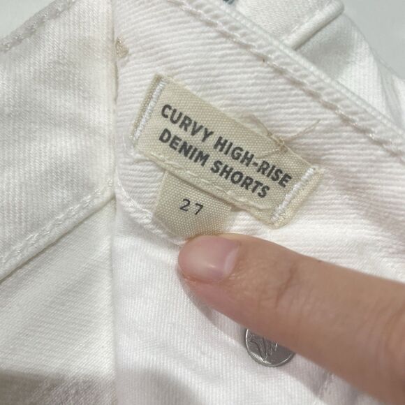 Madewell Curvy High Rise Denim Shorts White Frayed Hem Women Size 27 - Picture 9 of 12